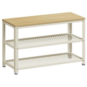 Vasagle - Banc à chaussures, Étagère de rangement à 2 niveaux, Organisateur, à chaussures, 73 x 30 x 45 cm, pour entrée, salon, cadre en acier, style industriel, Beige Chêne et Blanc - Publicité