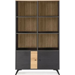 Homifab - Bibliothèque 2 portes effet bois noir et bois naturel 92 cm - Zack - Black - Publicité