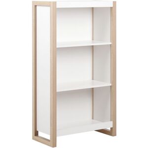 BELIANI Bibliothèque à 3 Niveaux Bois Clair et Blanc Moderne et Scandinave Bureau Johnson - Publicité