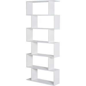 Homcom - Bibliothèque étagère zig zag design contemporain 80L x 23l x 192H cm 6 niveaux blanc - Publicité