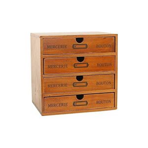Odipie - Boîte à tiroirs de bureau Boîte de rangement en bois à 4 niveaux avec tiroirs Boîte à bijoux vintage Boîte en bois avec organisateur de tiroir Commode de table en bois pour le stockage, 4 niveaux - Publicité
