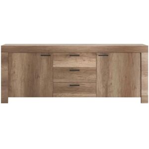 SANS MARQUE Buffet 2 Portes 3 Tiroirs - Decor Chene Canyon - L 210 x P 43 x H 83 cm - BRERA - Marron - Publicité