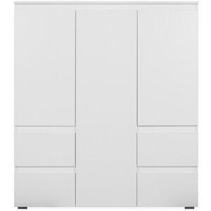 Buffet haut 3 portes, 4 tiroirs et 5 étagères - L116 x H131cm - Blanc - Calicosy - Publicité