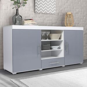 Idmarket - Buffet bas contemporain portland laqué blanc et gris - Gris - Publicité