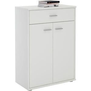 - Buffet calais, commode meuble de rangement avec 1 tiroir et 2 portes, en mélaminé blanc mat - Blanc