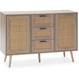 VS VENTA-STOCK Buffet Dalia 3 tiroirs et 2 portes couleur chêne, 120 cm longueur - Bois - Publicité