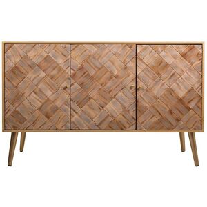 Pegane - Buffet, meuble de rangement en bois avec 3 portes coloris naturel - Longueur 120 x Profondeur 41,50 x Hauteur 71 cm - Publicité