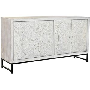 Buffet meuble de rangement en bois de manguier coloris blanc et métal noir - Longueur 150 x Hauteur 80 x Profondeur 38 cm Pegane - Publicité