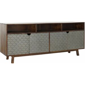 Pegane - Buffet meuble de rangement en bois de manguier coloris marron foncé/gris - Longueur 180 x Hauteur 75 x Profondeur 45 cm - Publicité