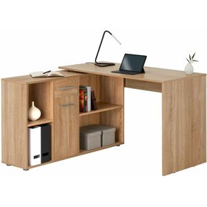 Idimex - Bureau d'angle carmen table avec meuble de rangement intégré et modulable avec 4 étagères 1 porte et 1 tiroir, décor chêne sonoma - Chêne Sonoma - Publicité
