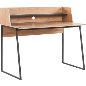 BELIANI Bureau à Domicile avec Etagère de Rangement 120 x 59 cm mdf Bois Clair et Noir Gorus - Noir - Publicité