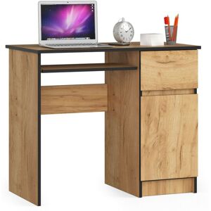 Bureau d'ordinateur Akord droit piksel Chêne Craft 90 cm 1 porte 1 tiroir façade Chêne Craft 3 étagères 90x50x77 cm - Publicité