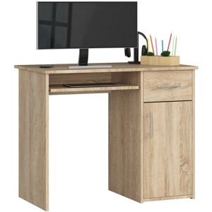 Akord - Bureau d'ordinateur pin Chêne Sonoma 90 cm 1 porte 1 tiroir façade Chêne Sonoma 3 étagères 90x50x74 cm - Publicité