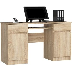 Bureau d'ordinateur Akord A5 Chêne Sonoma 135 cm 2 portes 2 tiroirs façade Chêne Sonoma 5 étagères 135x50x77 cm - Publicité