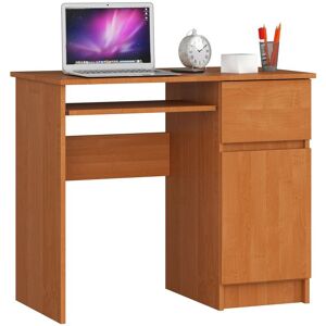 Bureau d'ordinateur AKORD droit PIKSEL Aulne 90 cm 1 porte 1 tiroir façade Aulne 3 étagères 90x50x77 cm - Publicité