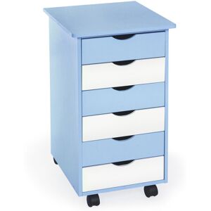 TECTAKE Caisson de bureau à roulettes en bois 65x36x40cm - armoire de rangement, caisson de bureau mobile, caisson à roulettes - bleu - Publicité