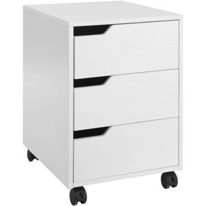 Caisson de bureau rangement sur roulettes 3 tiroirs verrouillables 40 x 50 x 57,5 cm mdf blanc - Blanc - Homcom - Publicité