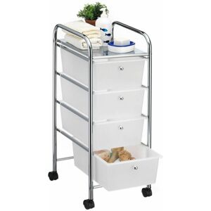 Idimex Caisson sur roulettes sano chariot avec 4 tiroirs en plastique blanc transparent et 1 étagère, rangement salle de bain métal chromé - Transparent - Publicité