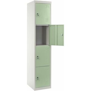 DÉCOSHOP26 Caisson à tiroirs casier rangement bureau quatre portes verrouillables 180x38x45cm en métal vert - Publicité