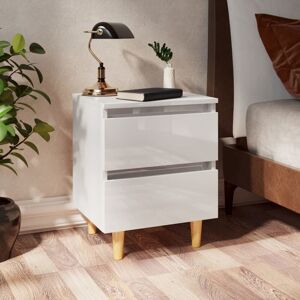 MAISONCHIC Chevet Commode de nuit - Table d'appoint - avec pieds en pin Blanc brillant 40x35x50 cm Chic-818348 - Publicité