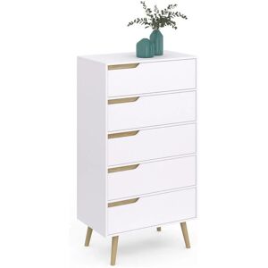 IDMARKET Commode 5 tiroirs helsinki 60 cm chiffonnier scandinave blanc - Blanc - Publicité