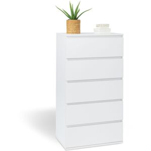 Idmarket - Chiffonnier 5 tiroirs tomi 60 cm bois blanc commode semainier - Blanc - Publicité