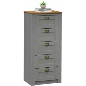 Idimex Chiffonnier BOLTON commode meuble de rangement avec 5 tiroirs, style classique, en pin massif lasuré gris et brun - gris/brun - Publicité