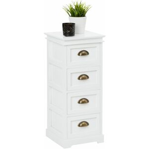 Idimex - Chiffonnier landhaus commode 4 tiroirs en bois de paulownia style shabby chic vintage classique blanc - Blanc - Publicité