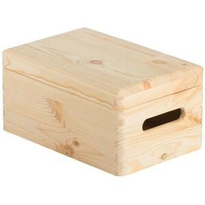 Caisse de rangement avec couvercle pin massif - 20 x 15 x 9 cm - bois brut - Astigarraga