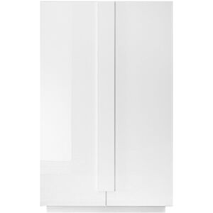 PEGANE Colonne de rangement, meuble de rangement avec 2 portes coloris blanc brillant - Longueur 121 x hauteur 193 x profondeur 44 cm - Publicité