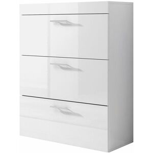 Design Ameublement - Commode 3 tiroirs 75x99x36cm Poignées Aluminium Meuble de rangement Modèle dalia Blanc Finition brillante - Blanc - Publicité