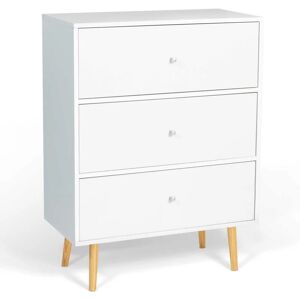 Idmarket - Commode 3 tiroirs emmie 70 cm scandinave blanc - Blanc - Publicité