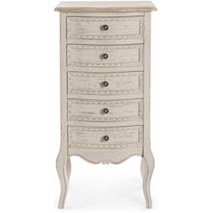 Hellin - Chiffonnier en bois 5 tiroirs - garance - beige - Publicité