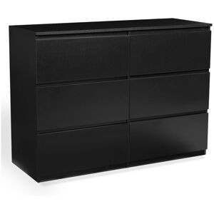 Idmarket - Commode 6 tiroirs tomi 110 cm bois noir - Noir - Publicité