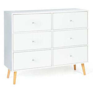 Idmarket - Commode 6 tiroirs emmie 110 cm scandinave blanc - Blanc - Publicité