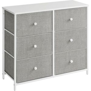 Songmics - Commode avec 6 Tiroirs en Tissu, 80 x 30 x 71 cm, Style Industriel, Cadre en Acier, Plateau, pour Chambre, Entrée, Couloir, Gris Clair et Blanc - Publicité