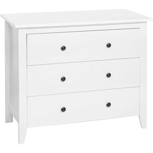 Beliani - Commode de Type Chiffonnier Blanc Composé de 3 Tiroirs avec Poignées Métalliques Design Moderne 80 cm de Hauteur Blanc - Publicité