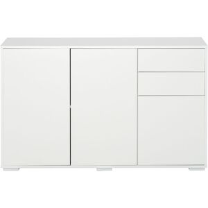 Commode buffet de rangement 2 tiroirs coulissants 3 portes étagère réglable panneaux de particules 117 x 36 x 74 cm blanc - Blanc