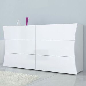 Web Furniture - Commode de chambre 6 tiroirs blanc brillant buffet Arco Sideboard - Publicité