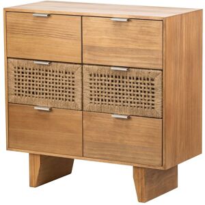 NORDLYS Commode Chambre Scandinave Bois 6 Tiroirs Rangement Corde - Marron - Publicité