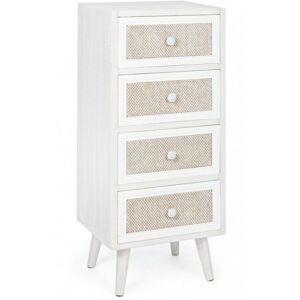 Iperbriko - Commode chambre quatre tiroirs Blanc montiel 38x30,5x h91 cm - Publicité