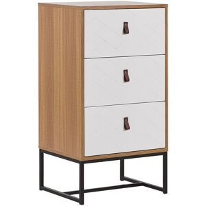 Commode Chiffonnier Effet Bois Clair avec 3 Tiroirs Blancs Pratiques Meuble Fonctionnel et Élégant pour Intérieur Moderne et Traditionnel Beliani Noir - Publicité