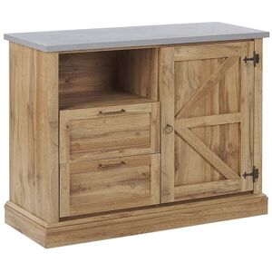 Beliani - Commode au Design Traditionnel composé de 2 Tiroirs d'une Porte et d'un Esace de Rangement Ouvert 79 cm de Hauteur - Publicité