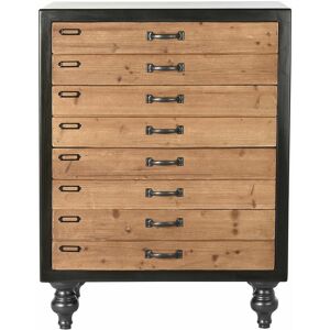 Commode en bois sapin noir avec 4 tiroirs - Largeur 67 x Hauteur 89 x Profondeur 40cm Pegane - Publicité