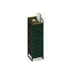 MISSDONG Commode Etroite à 4 Tiroirs en Tissu Meuble de Rangement Vintage Dressoir Design Moderne Armoire d'angle Ràgement Placard Multifonction pour Chambre Salon Entree Cuisine Noir + Grise Bois + Acier - Publicité