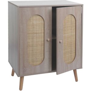 Commode HHG 205, Armoire Sideboard Highboard, compartiments de rangement, Kubu rotin bois mélaminé, aspect chêne - beige - Publicité