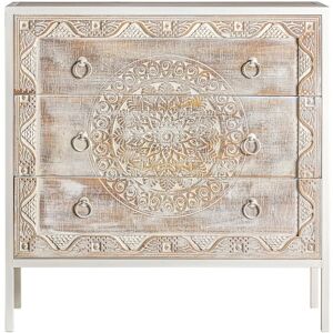 PEGANE Commode, meuble de rangement en bois et pieds en fer blanc - Longueur 80 x Profondeur 35 x Hauteur 80 cm - Publicité
