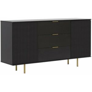 Mobilier1 - Commode Providence U101, Noir, Avec tiroirs et portes, 80x150x41cm - Noir - Publicité