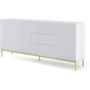 BIM FURNITURE Commode RAVENNA B 200 cm 3D3S fraisé blanc mat + cadre - Publicité