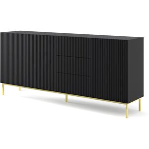 Bim Furniture - Commode ravenna b 200 cm 3D3S fraisé noir mat + cadre - Publicité